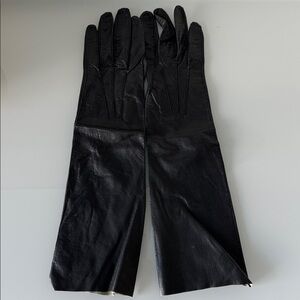 Vintage Filene's of Boston 1940s-1950s GLOVES in Black LEATHER France Size 6.5